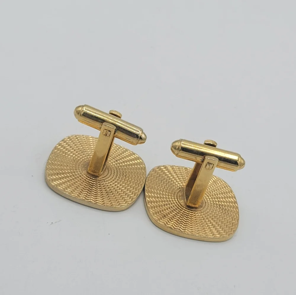 Gold Tone Cufflinks Crosshatch Textured Square Face Classic Midcentury Vintage
